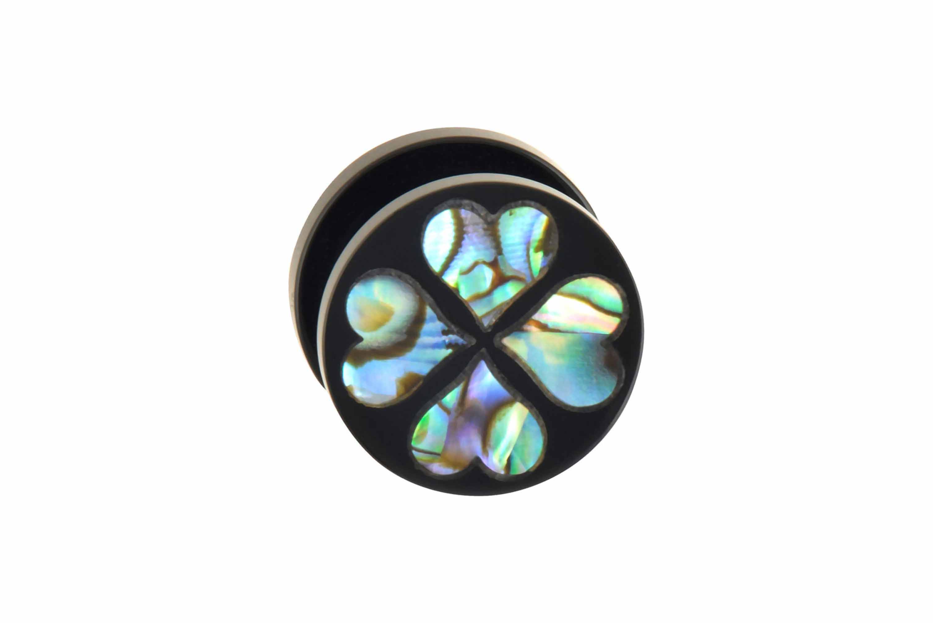 Acryl Plug mit Abalone-Muschel VIER HERZEN ++SALE++ von Piercingline